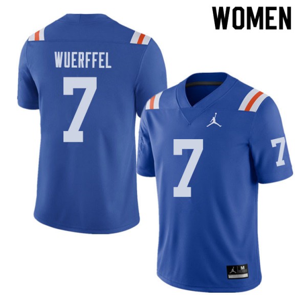Jordan Brand Women #7 Danny Wuerffel Florida Gators Throwback Alternate College Football Jerseys